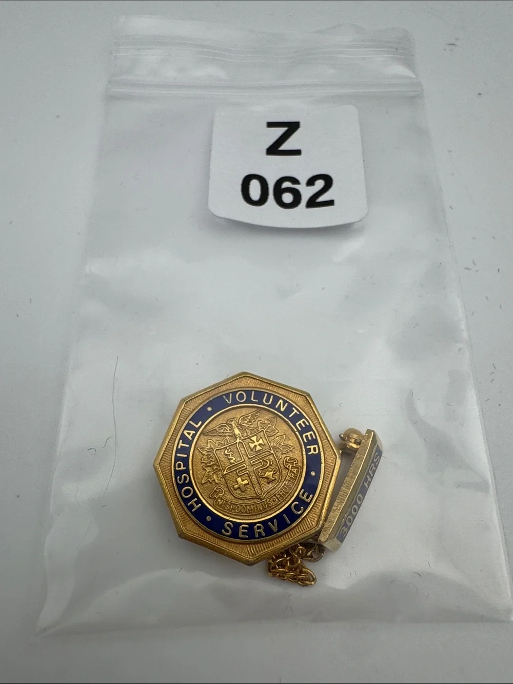 Hospital Volunteer Service 3000 Hrs Gold & Blue Service Pin